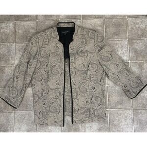PERCEPTIONS Blazer Womens Tan Silver Paisley with Black Trim 12